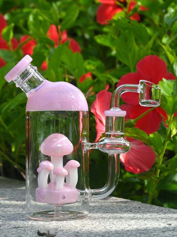 Pink Mushroom Perc Glass Dab Rig - Croia Glass
