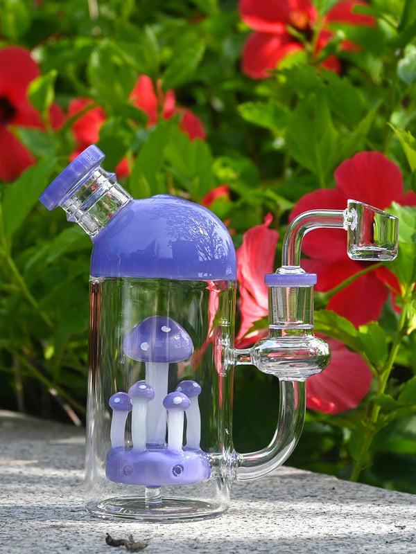 Purple Mushroom Perc Glass oil Rig - Croia Glass